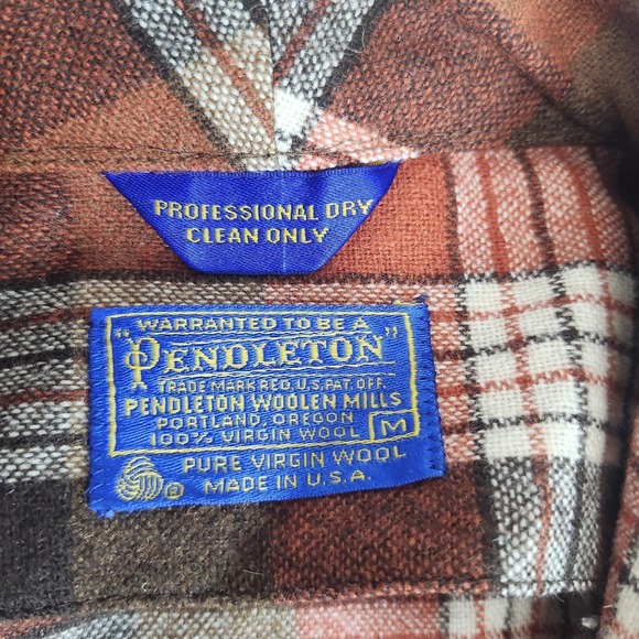 Vintage Pendleton Robe Mens Medium Brown Plaid Wool Belted Long Sleeve Made USA - Picture 3 of 8
